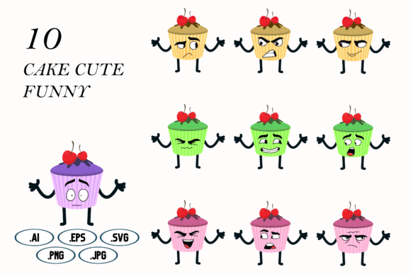 Cake Cute Funny Graphics for Modern Illustrations