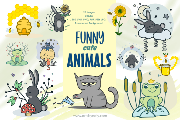 Funny Cute Animals Bundle Arts by Naty