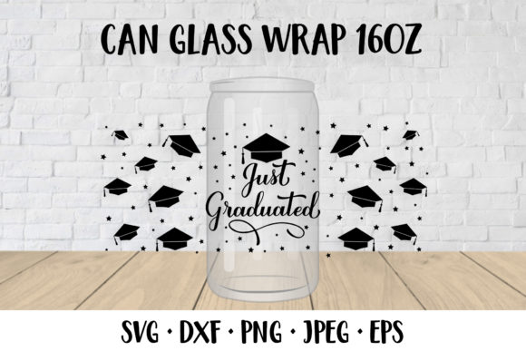 Funny Graduation Can Glass Wrap Template for Graphics and Illustrations
