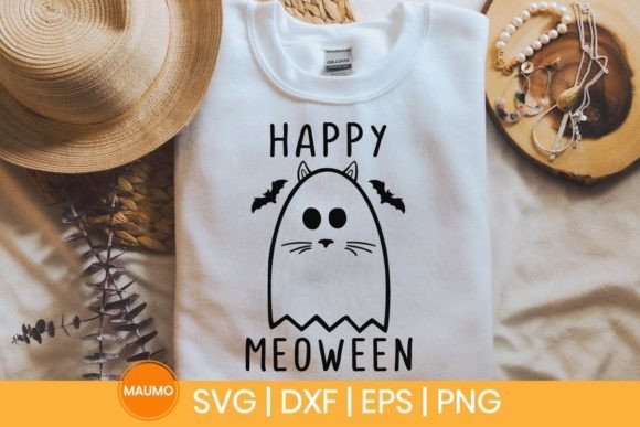 Happy Meoween, Funny Cat Halloween Svg Graphics & Print Templates