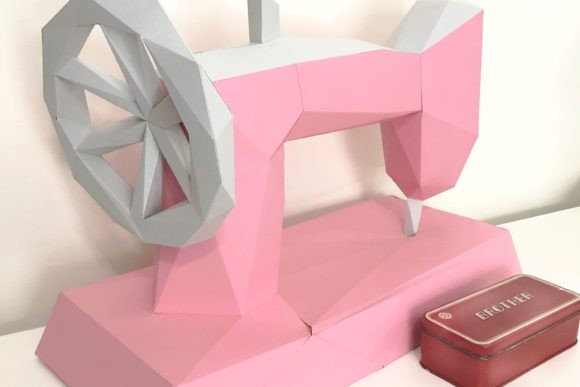 Sewing Machine Paper Sculpture: 3D SVG Objects for Brands